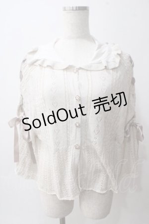 画像: axes femme POETIQUE / 透かし編みニットケープカーディガン M 生成り Y-25-06-03-060-AX-TO-SZ-ZY