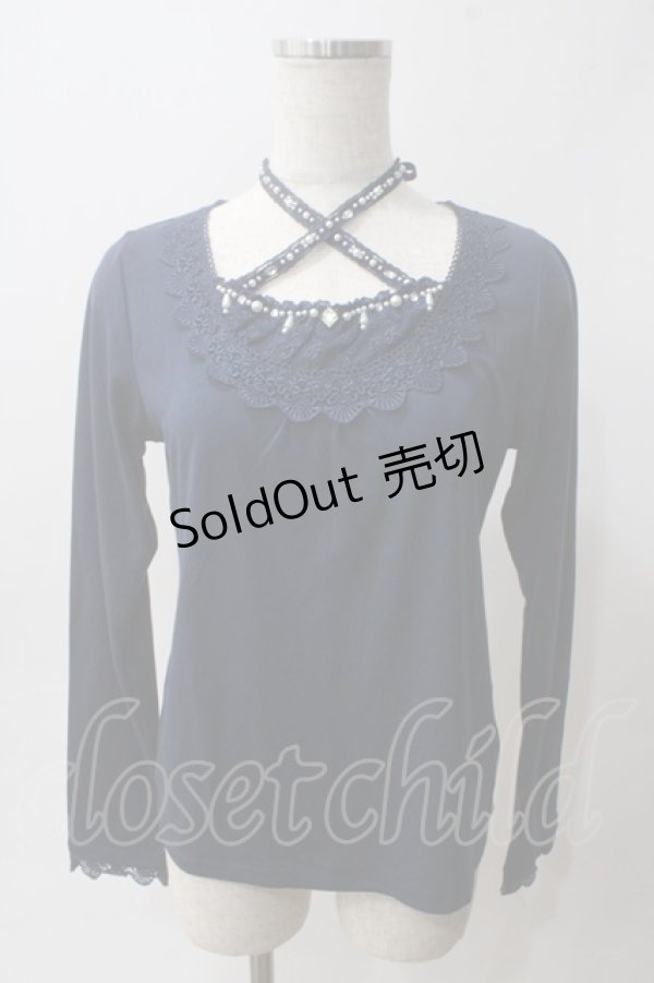 画像1: axes femme / ストラップ付ビジューインナー M 紺 Y-25-06-03-062-AX-TO-SZ-ZI (1)
