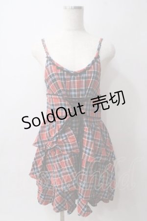 画像: axes femme / チェック柄チュニック M 赤 Y-25-06-03-072-AX-OP-SZ-ZT086