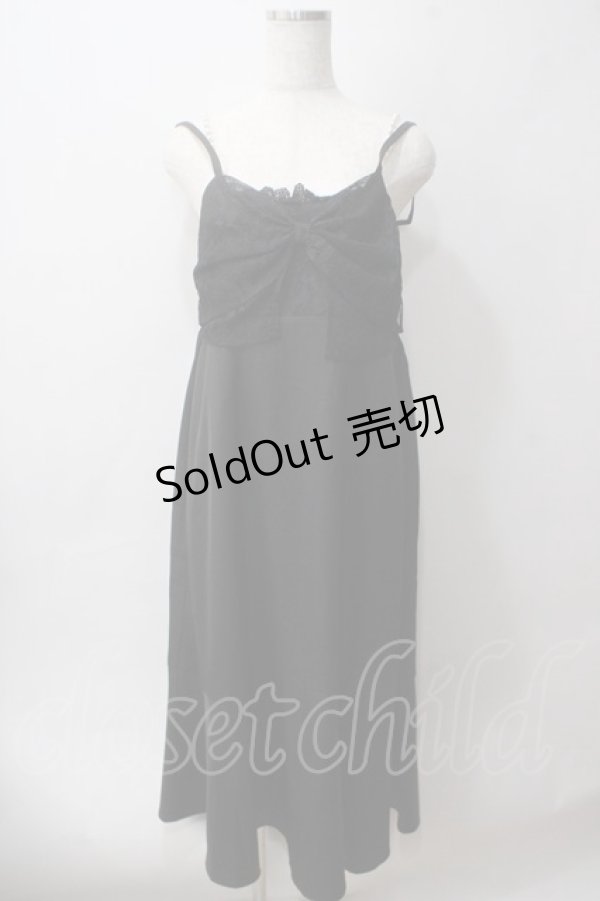 画像1: axes femme / ビッグレースリボンキャミワンピース F 黒 Y-25-06-03-073-AX-OP-SZ-ZT475 (1)