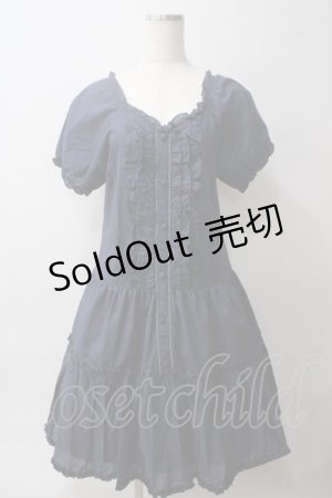 画像: axes femme / シャーリングワンピース  紺 Y-25-06-03-078-AX-OP-SZ-ZY