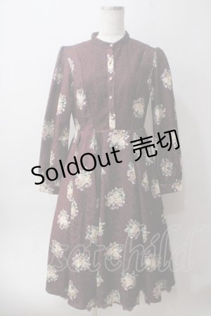 画像: axes femme NOSTALGIE / ブーケ柄ジャガードワンピース  ワイン Y-25-06-03-094-AX-OP-SZ-ZT0625X