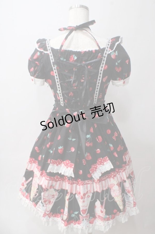 画像2: Angelic Pretty / Strawberry Parlourワンピース  黒 Y-25-06-03-115-AP-OP-AS-ZT070 (2)