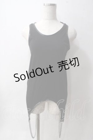 画像: GLAD NEWS / チェーン付きタンクトップ R 黒 Y-25-06-03-119-GL-TO-SZ-ZY