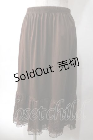 画像: axes femme / フラワーレースミディペチスカート F 茶 Y-25-06-03-125-AX-SK-SZ-ZI