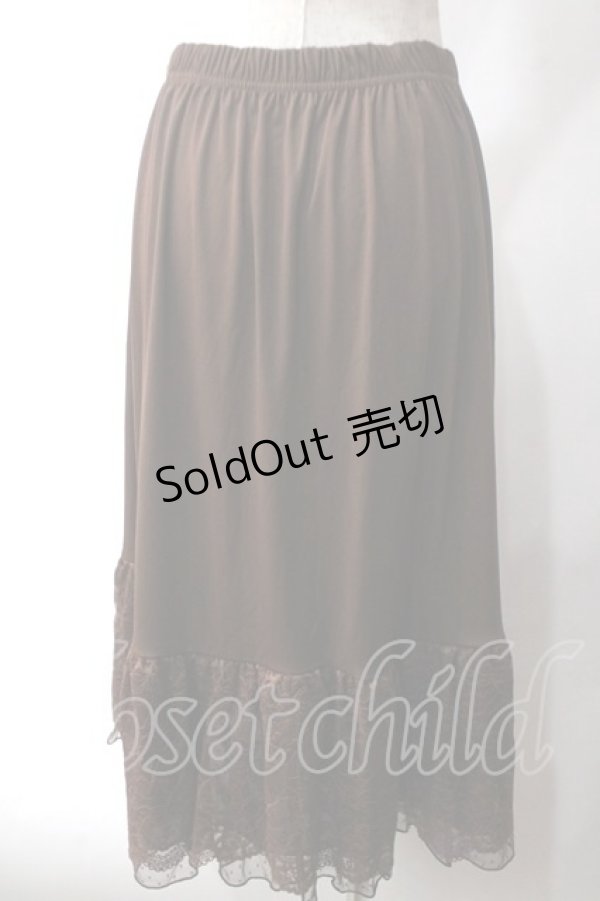 画像2: axes femme / フラワーレースミディペチスカート F 茶 Y-25-06-03-125-AX-SK-SZ-ZI (2)