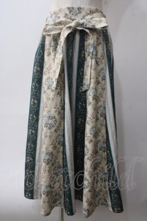 画像: axes femme / オーナメント×花柄切替スカート M Dグリーン Y-25-06-03-133-AX-SK-SZ-ZY