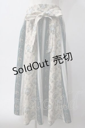 画像: axes femme / オーナメント×花柄切替スカート M Dグリーン Y-25-06-03-133-AX-SK-SZ-ZY