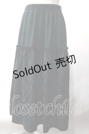 画像: axes femme / フロッキープリントロングスカート  グリーン Y-25-06-03-144-AX-SK-SZ-ZY