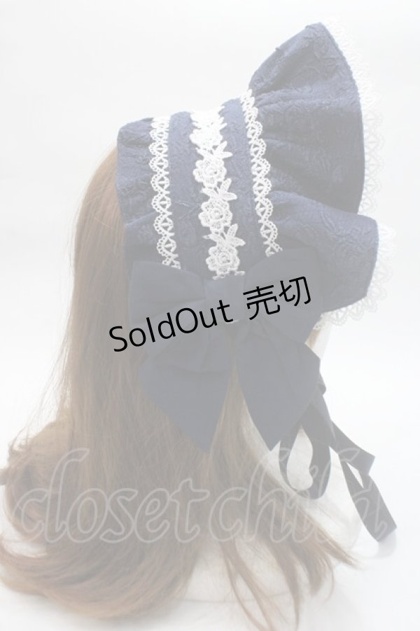 ハーフボンネット　Private square axes femme kawaii / メアリーハーフボンネット 紺 Y-25-06-03