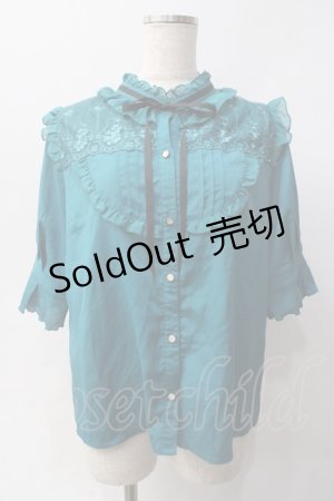 画像: axes femme / 刺繍入りブラウス  グリーン Y-25-06-03-029-AX-BL-SZ-ZY