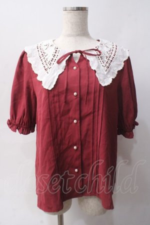 画像: axes femme / バラ刺繍襟ブラウス  ピンク Y-25-06-03-030-AX-BL-SZ-ZY