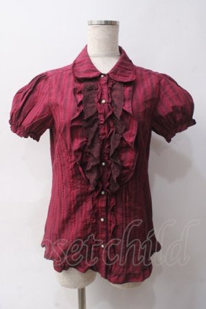画像: axes femme / トランプJQフリルブラウス M ワイン Y-25-06-03-033-AX-BL-SZ-ZY