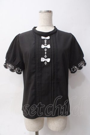 画像: axes femme POETIQUE / トランプ刺繍プチリボンブラウス M 黒 Y-25-06-06-048-AX-BL-SZ-ZY