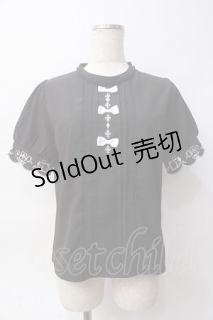 画像: axes femme POETIQUE / トランプ刺繍プチリボンブラウス M 黒 Y-25-06-06-048-AX-BL-SZ-ZY