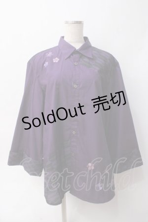 画像: AXES-X / 矢羽根ＰＴ＆桔梗刺繍シャツ L パープル Y-25-06-06-049-AX-TO-SZ-ZY