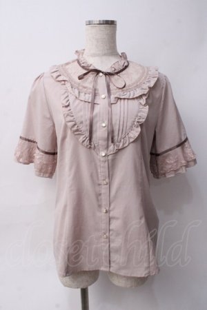 画像: axes femme / 透けレースとろみ半袖ブラウス M アワピンク Y-25-06-06-051-AX-BL-SZ-ZY