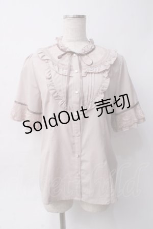 画像: axes femme / 透けレースとろみ半袖ブラウス M アワピンク Y-25-06-06-051-AX-BL-SZ-ZY