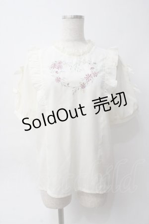 画像: axes femme POETIQUE / フラワーハート刺繍ブラウス M 生成り Y-25-06-06-052-AX-BL-SZ-ZY