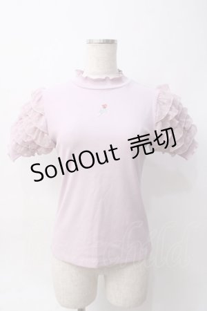 画像: axes femme POETIQUE / ローズ刺繍フリル袖カットプルオーバー M ピンク Y-25-06-06-058-AX-TO-SZ-ZY