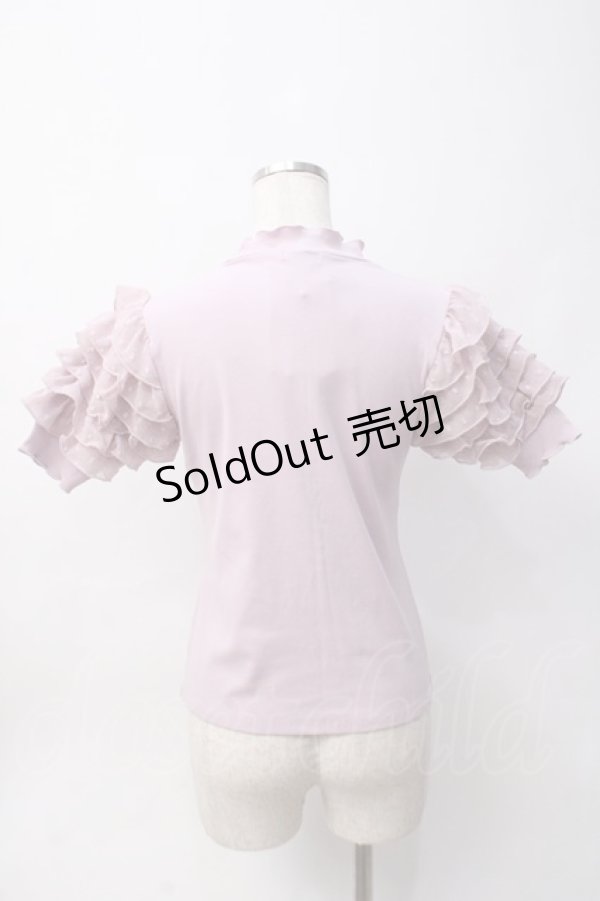 画像2: axes femme POETIQUE / ローズ刺繍フリル袖カットプルオーバー M ピンク Y-25-06-06-058-AX-TO-SZ-ZY (2)