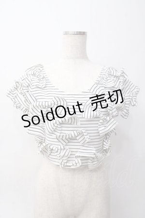 画像: Swankiss / 3Dリボンボーダートップス F 白×黒 Y-25-06-06-076-CA-TO-SZ-ZY