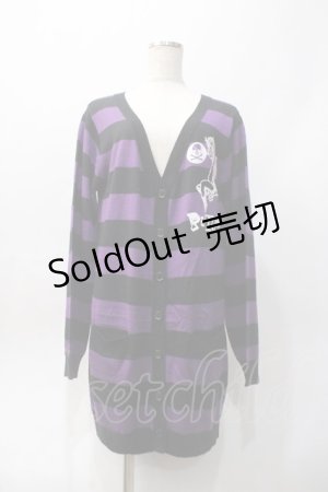 画像: PUTUMAYO / デビルptボーダーカーディガン  パープル×黒 Y-25-06-06-081-PT-TO-SZ-ZT339