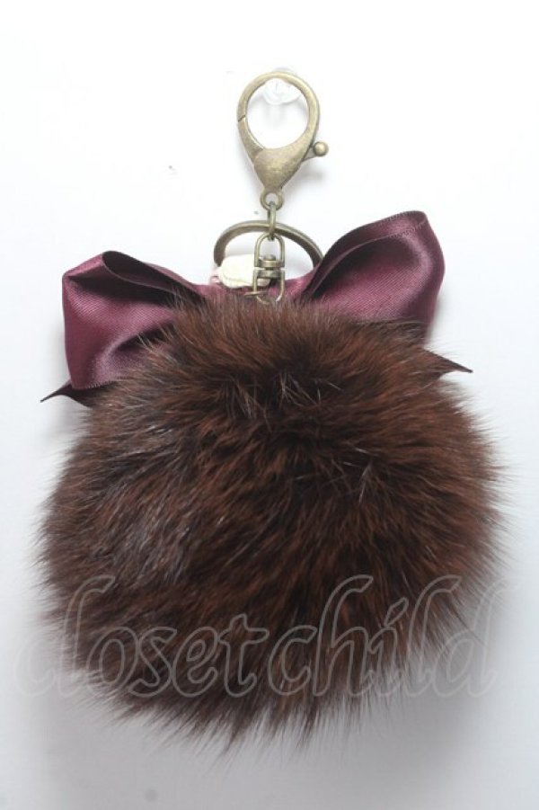 画像2: axes femme / 巻きバラリボンファーポンポン  チャ Y-25-06-06-010-AX-ZA-SZ-ZT150-F002 (2)