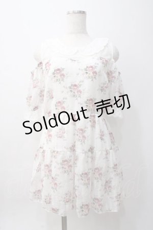 画像: axes femme POETIQUE / 花柄シアーチェックミニワンピース M 白 Y-25-06-06-107-AX-OP-SZ-ZY