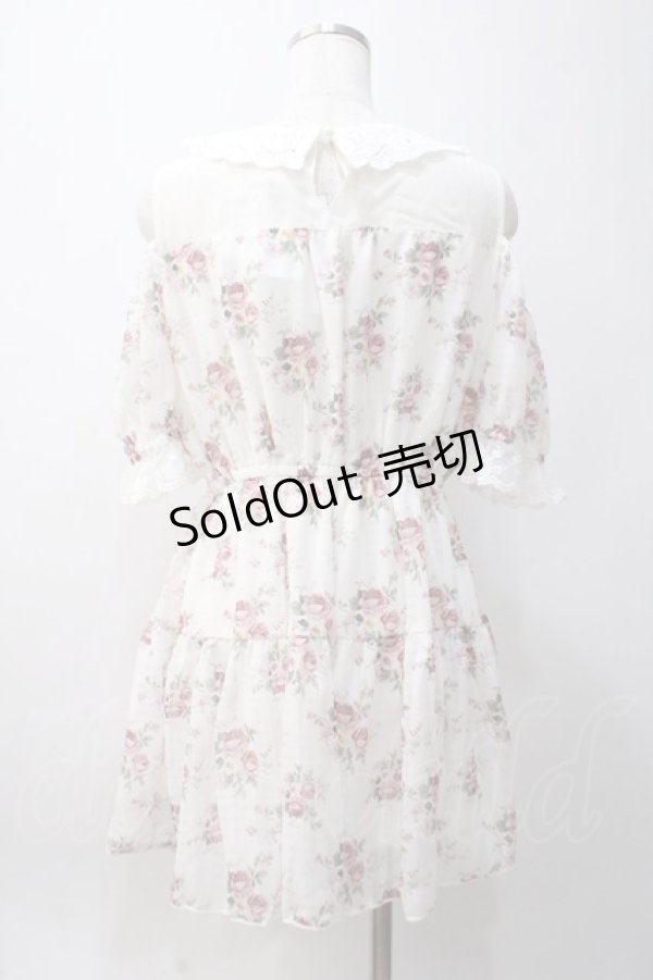 画像3: axes femme POETIQUE / 花柄シアーチェックミニワンピース M 白 Y-25-06-06-107-AX-OP-SZ-ZY (3)