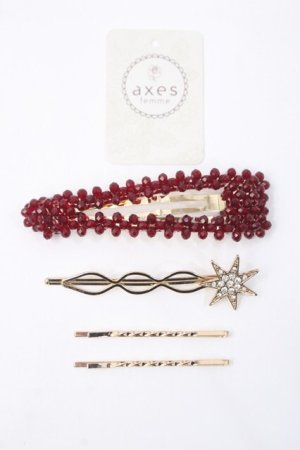 画像: axes femme POETIQUE / 星ヘアピンセット  ワイン Y-25-06-06-002-AX-AC-SZ-ZY