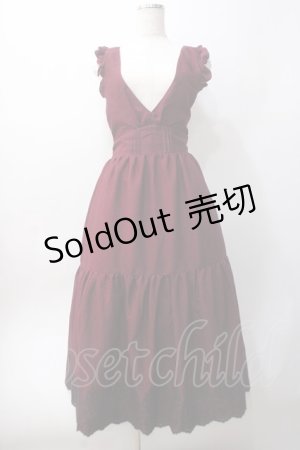 画像: axes femme POETIQUE / トランプ刺繍ピナフォアワンピース M ワイン Y-25-06-06-113-AX-OP-SZ-ZY