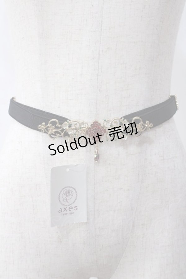 画像2: axes femme POETIQUE / チャイナモチーフゴムベルト  ワイン Y-25-06-06-020-AX-ZA-SZ-ZY (2)