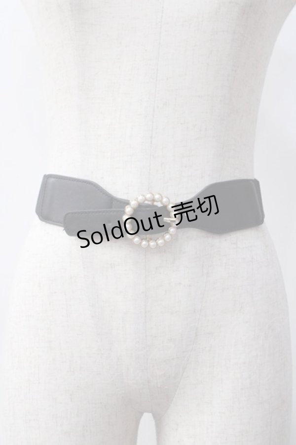 画像1: axes femme / サークルパールゴムベルト  黒 Y-25-06-06-025-AX-ZA-SZ-ZT150-F001 (1)