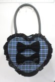 画像1: axes femme kawaii / タータンチェックハートバッグ  ブルー Y-25-06-06-031-AX-BG-SZ-ZY (1)