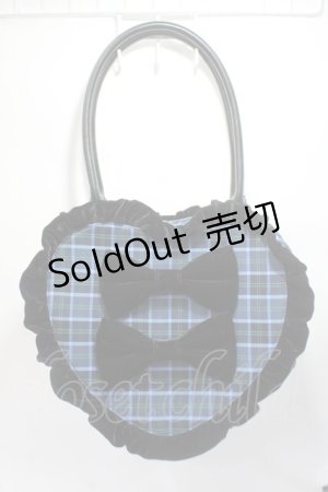 画像: axes femme kawaii / タータンチェックハートバッグ  ブルー Y-25-06-06-031-AX-BG-SZ-ZY