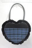 画像2: axes femme kawaii / タータンチェックハートバッグ  ブルー Y-25-06-06-031-AX-BG-SZ-ZY (2)