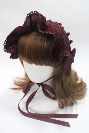 画像: axes femme kawaii / ベルベットドールハーフボンネット  ワイン Y-25-06-06-036-AX-AC-SZ-ZY