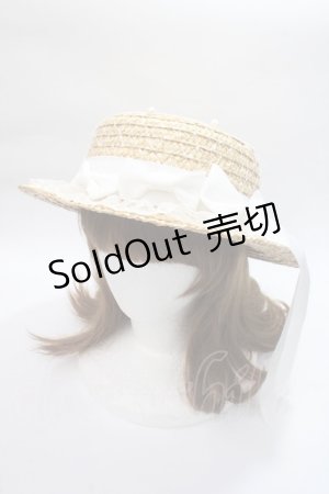 画像: Angelic Pretty / リボンパールストローHat  白 Y-25-06-09-039-AP-AC-SZ-ZTK011