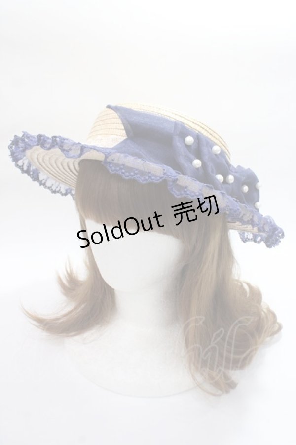 画像1: Angelic Pretty / Fancy RibbonストローHAT  紺 Y-25-06-09-040-AP-AC-SZ-ZT-K011 (1)