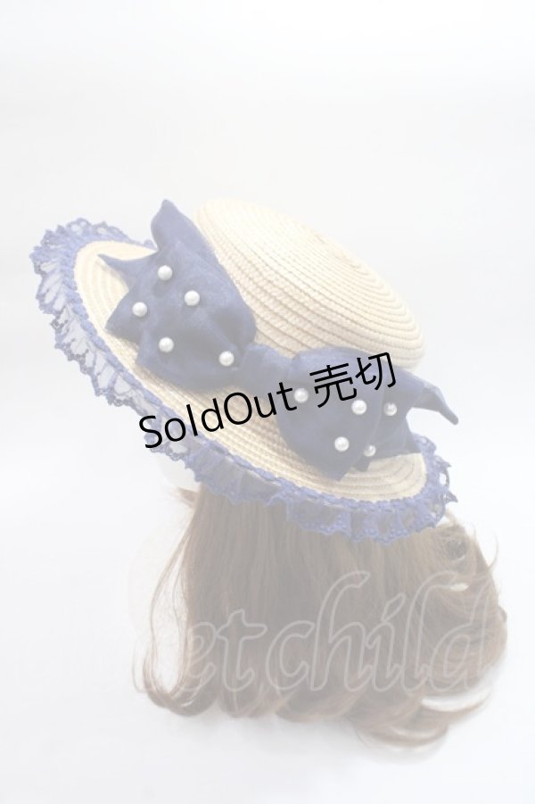 画像2: Angelic Pretty / Fancy RibbonストローHAT  紺 Y-25-06-09-040-AP-AC-SZ-ZT-K011 (2)