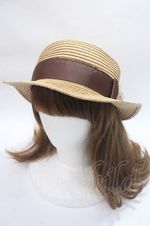 画像: m petit by misako / TT*AMチュールリボンカンカン帽　 57.5cm 中茶 Y-25-06-09-043-LO-AC-SZ-ZY