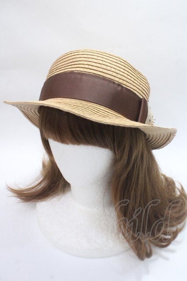 画像1: m petit by misako / TT*AMチュールリボンカンカン帽　 57.5cm 中茶 Y-25-06-09-043-LO-AC-SZ-ZT-K011 (1)