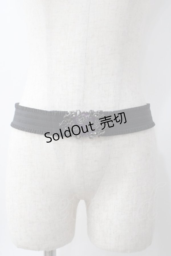 画像2: axes femme / ローズバックルゴムベルト  黒 Y-25-06-09-007-AX-ZA-SZ-ZY (2)
