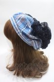 画像3: axes femme / パール付リボンチェックベレー  ブルー Y-25-06-09-048-AX-AC-SZ-ZY (3)