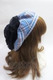 画像4: axes femme / パール付リボンチェックベレー  ブルー Y-25-06-09-048-AX-AC-SZ-ZY (4)