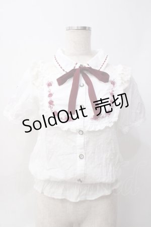 画像: axes femme POETIQUE / ローズ刺繍ブラウス  白 Y-25-06-09-057-AX-BL-SZ-ZY