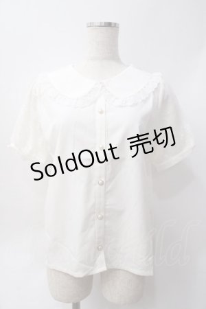 画像: axes femme POETIQUE / フラワーリボン付ビッグ襟ブラウス  生成り Y-25-06-09-058-AX-BL-SZ-ZY