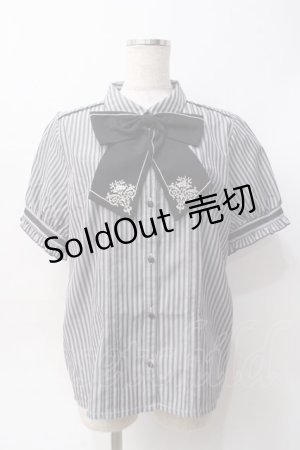 画像: axes femme / 刺繍リボンセットブラウス  ストライプ Y-25-06-09-068-AX-BL-SZ-ZY