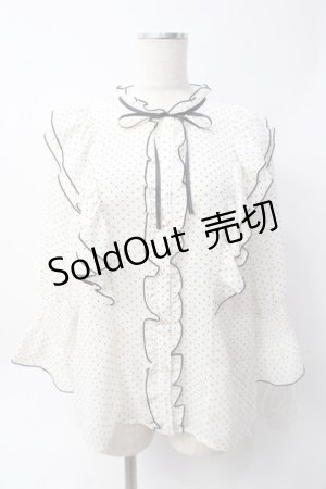 画像: axes femme POETIQUE / ドット配色リボンフリルブラウス  白 Y-25-06-09-069-AX-BL-SZ-ZI